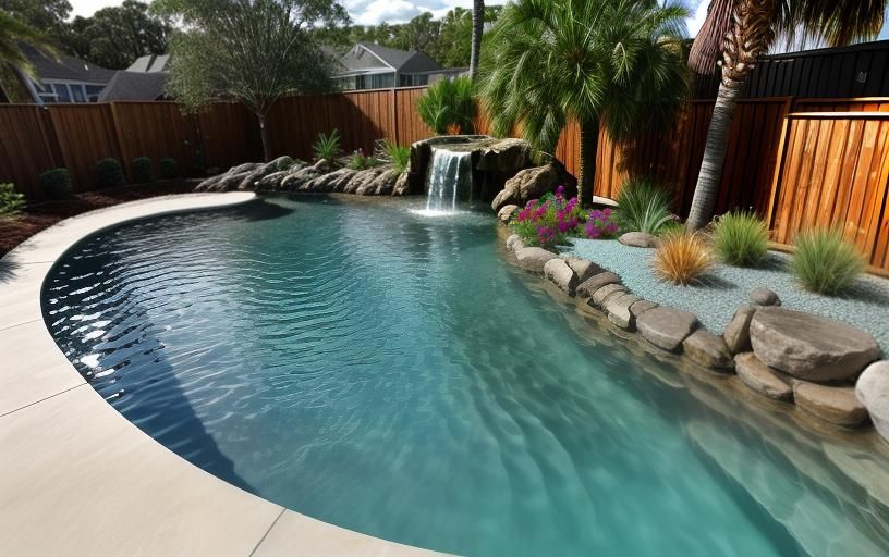 Freeform concrete pool.